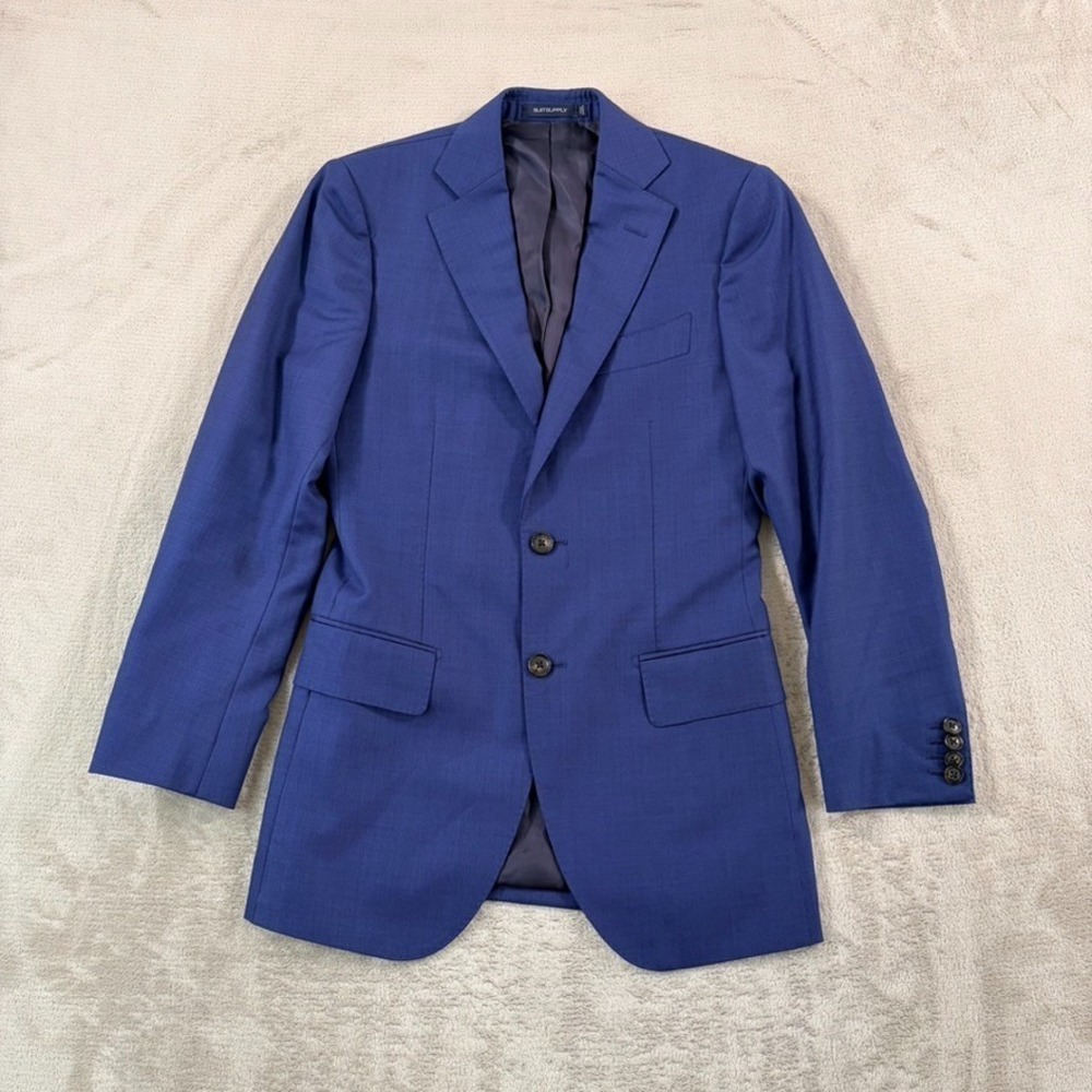 SuitSupply Vitale Barberis Lazio Blazer‎ Men 34R Slim Blue Wool Surgeon Cuff